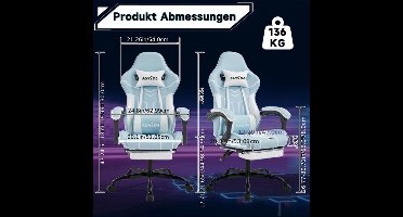 Gamingstoel – Gamestoel – Gaming Chair – Bureaustoel – Gamestoel Met Voetsteun – Brede Zitting – Verstelbare Rugleuning 135°
