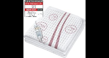 Beurer Elektrische onderdeken 1 persoons - Elektrische deken 150x80cm - 2 Warmtezones - BSS (Beurer Safety System) - ECO Control - Fleece/Katoen - Wit