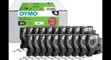 DYMO originele D1 labels | Zwarte Tekst op Wit Label | 12 mm x 7 m | zelfklevende etiketten voor de LabelManager labelprinters | 20 stuks | gemaakt in Europa
