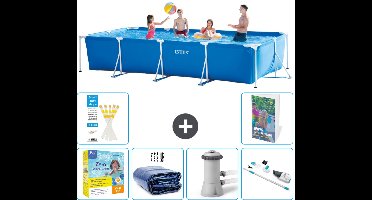 Intex Rechthoekig Frame Zwembad - 450 x 220 x 84 cm - Blauw - Inclusief Onderhoudspakket - Solarzeil - Zwembadfilterpomp - Stofzuiger - 7-delig