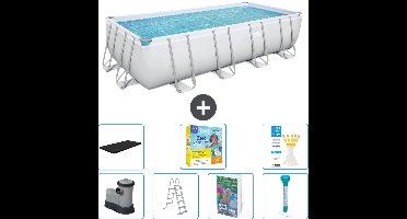 Bestway Rechthoekig Power Steel Zwembad - 549 x 274 x 122 - Grijs - Inclusief Pomp - Ladder - Afdekzeil - Onderhoudspakket - Thermometer - 8-delig