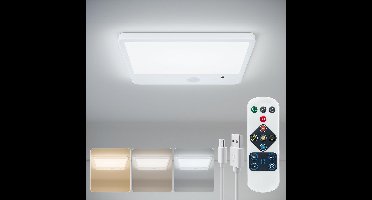 1 stuk oplaadbare bewegingssensor plafondlamp met afstandsbediening - 8000 mAh magnetische draadloze plafondlampen op batterijen - LED-verlichting voor trappen, bijkeuken, gang en veranda