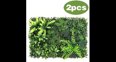 2 Stuks Kunstmatig Gras Wandpanelen - 40cmx60cm - Kunstmatig Groen Gras - UV-bestand - Buiten Binnentuin Verjaardag Bruiloft Decoratie Voor Groene Muur