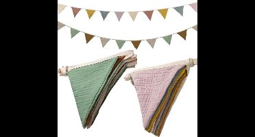 15,5 ft vlaggenlijn - 2 stuk driehoekige slinger voor kinderkamer, kinderkamerdecoratie, verjaardag, bruiloft, feest, evenement, elk 7,75 ft