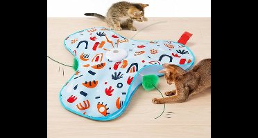 Interactief kattenspeelgoed, oplaadbaar, met bewegende verborgen veren, piepgeluid en aanraakactivering. Speelgoed voor katten en kittens, ideaal voor binnenshuis.