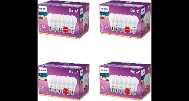 Philips Voordeelverpakking - E27 - LED Standaard lamp - Mat - 100W - Niet Dimbaar - Warmwit Licht - Set van 24 Stuks