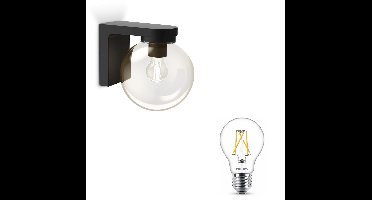 Philips Ulio Wandlamp voor Buiten Down (Zwart) - Buitenlamp - E27 - Warmwit Licht - Niet Dimbaar