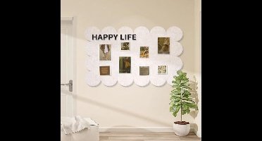 Vilt prikbord, prikbord met geschulpte rand, decoratief alternatief voor een kurkbord aan de muur, opvouwbaar zelfklevend visionboard, fotodisplaybord voor thuis, kantoor en school, 120 x 60 cm, Wit