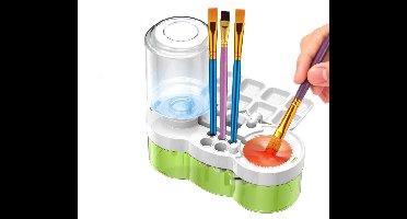 Witte verfkwastreiniger – Kwasspoelbeker met circulerend water – Schildersbenodigdheden voor acryl-, aquarel- en verf op waterbasis – Creatief cadeau voor volwassen kunstenaars, beginners en kinderen