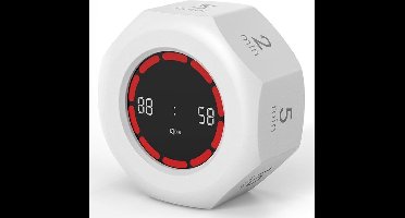 Digitale Cube Timer - Flip Timer voor Focus & Productiviteit - Oplaadbaar - 7 Presets - Visuele Voortgangsbalk - Pomodoro Timer voor Studie & Werk - Wit