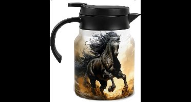Theepot - zeef - thermosfles - paard - Fries - dubbelwandig - koud - warm - 1 liter
