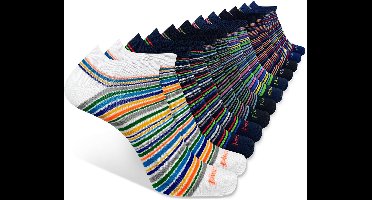 Pierre Cardin Sneakersokken Heren - 12 Paar - Premium Gemerceriseerd Katoen - Naadloze Teen - Ademend & Zacht - Maat 40-46 - Multicolor Strepen - PCE01