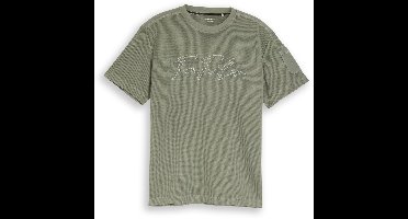 Tom Tailor - T-shirt met wafelstructuur - Maat M - Greyish Shadow Olive
