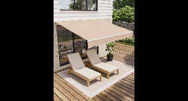 Zonnescherm Balkon Uitschuifbare 350 x 250 cm - Gevelmarkise Met slinger En Muurbevestiging - Lengte En Hoek Verstelbaar - UV50+ en Waterafstotend - Aluminium frame - Geschikt voor Tuin, Terras En Balkon - Kaki