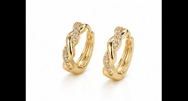 Oorbellen- Goudkleurig - Zirkonia- Verguld - Roestvrijstalen oorbellen - sieraden – Cadeau tip – Hip - Trendy