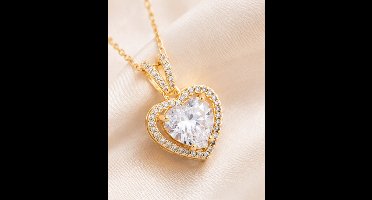 Luxe ketting - verguld - Stijlvolle ketting - Roestvrijstalen - hart hanger ketting -Cadeau Voor Vrouwen- cadeau -Valentijn - Liefde - Verrassing