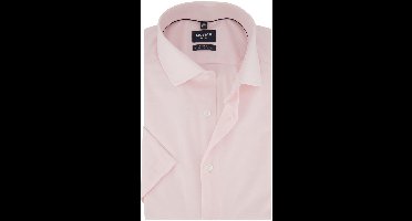 Modern fit Olymp overhemd roze witte knopen strijkvrij korte mouw