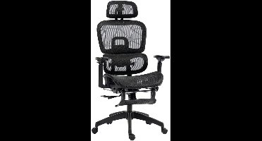 Bureaustoel – Ergonomische Stoel – Office Chair – Draaistoel – Kantoorstoel – Verstelbare Hoofdsteun & Armleuningen – Mesh Bekleding Met Voetensteun