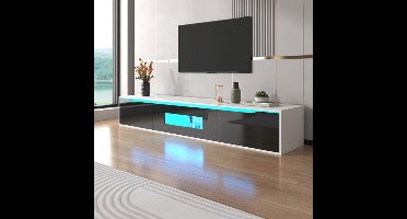 TV-Kast – Meubel – Woonkamermeubel – TV-Meubel – Hoogglans Zwart-Wit – Instelbare LED-Verlichting – Flexibele Plaatsing - 180 x 30 x 35 cm - Wit & Zwart