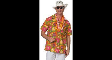 Hawaii blouse heer oranje - Maat L