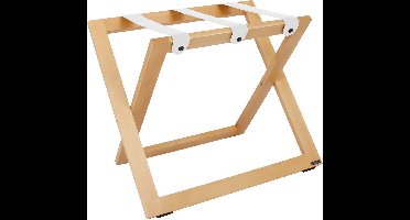 Kofferrek Roootz Compact | Naturel beukenhout met Wit Leren banden | Inklapbaar | Compact