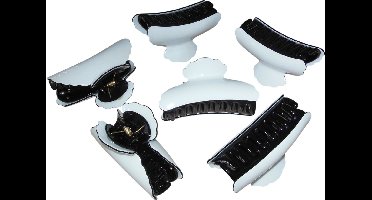 6 grote glans haarklemmen 9,5 cm wit