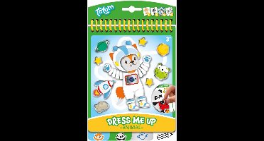 Totum Dress Me Up sticker aankleed- en kleurboekje vakantieboekje dieren 24 delig - speelgoed junior vanaf 3 jaar stickeren en kleuren - panda en vosje