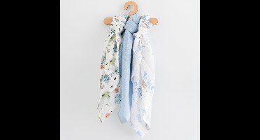 New Baby - Luier - Katoenen luiers blauw 70x80 cm 3 stuks - babyluiers - luiers voor jongens - babyverzorging - hypoallergeen - katoenen luiers