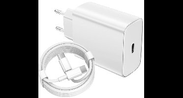 USB C Snellader 45W + USB-C Kabel 1M - Oplader - Fast Charger USB-C-Adapter - Wit