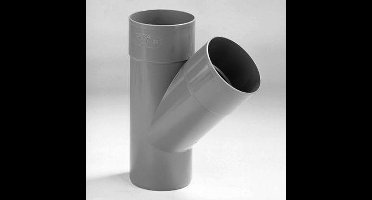 Dyka T-stuk 2x mof 1x spie 45° PVC grijs keurmerk BRL2012 100mm