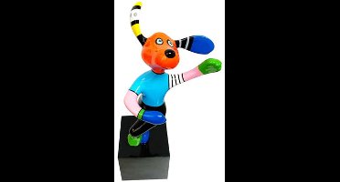 Koop nu kleurrijk kunst sculptuur 'Dancing Billie Dog' - Niloc Pagen!