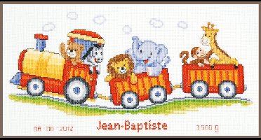 borduurpakket 31.333 jungle, safaritreintje, geboorte