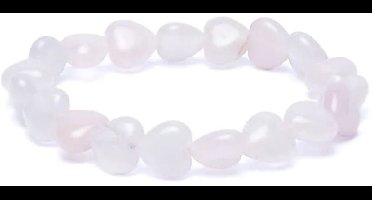 Armband rozenkwarts elastisch hartvormig