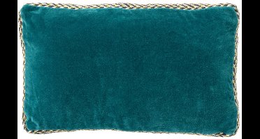 Dutch Decor MANOE - sierkussen 30x50 cm - effen kleur - jute rand - Deep Lake - blauw - Inclusief binnenkussen - Luxe kussens voor woonkamer & bank