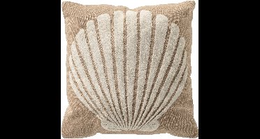 Dutch Decor MERLIJN - sierkussen 45x45 cm - schelp - Irish Cream - beige - Inclusief binnenkussen - Luxe kussens voor woonkamer & bank