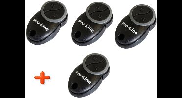 3 + 1 GRATIS Pro-Line CND1 Handzender - 4-Kanaals 868 MHz - Zwart - Voor Industriële Garagedeuren
