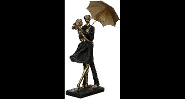 Sculptuur in love - man en vrouw - goud en zwart - 14x20x36 cm - polystone