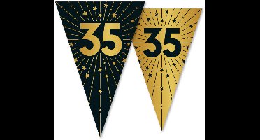 3x Vlaggenlijn 35 jaar zwart / goud 10 meter 2 zijdig bedrukt - Verjaardag Feestje Vlag Vlaggen Versiering Slinger Feestdecoratie Decoratie