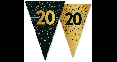 6x Vlaggenlijn 20 jaar zwart / goud 10 meter 2 zijdig bedrukt - Verjaardag Feestje Vlag Vlaggen Versiering Slinger Feestdecoratie Decoratie