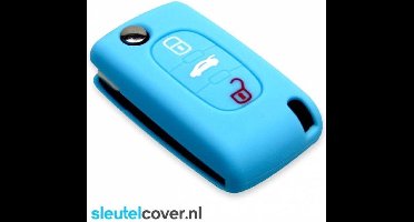Autosleutel Hoesje geschikt voor Fiat - SleutelCover - Silicone Autosleutel Cover - Sleutelhoesje Lichtblauw
