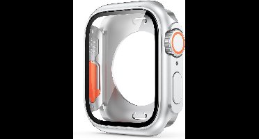 Bumper Case Geschikt voor Apple Watch Series 7 / 8 / 9 - 41mm - Full Cover Hard Case / Beschermend Hoesje Met Screenprotector - Zilver