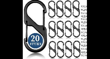 20 Stuks Dubbelzijdige Opening Karabijnhaak Sleutelhangers - Sleutelringen - Musketonhaak voor Volwassenen - Mini Musketon - Auto Klein Carabiner Sleutel Hanger, Houder - S Karabijn haken - Keychain Karabijnsluiting - Ophanghaken - Keukenhaakjes