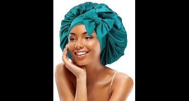 Slaap muts - Donker groen - Luxe slaapmuts - Bonnet - Haar bedekking - Haar verzorging - Nacht muts - Satijnen slaapmuts