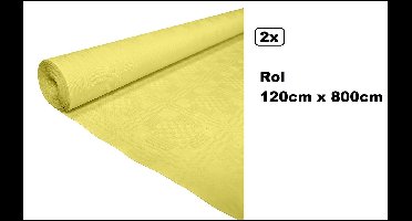 2x Tafelrol tafelkleed geel 120cm x 800cm papier - totaal 16 meter - Party diner food festival eten fun thema feest party