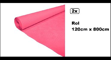 2x Tafelrol tafelkleed pink 120cm x 800cm papier - totaal 16 meter - Party diner food festival eten fun thema feest party