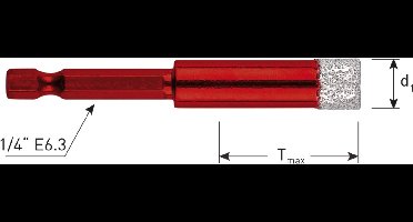 Rotec diamant tegelboor met wax PREMIUM, 1/4 E6,3 ø10
