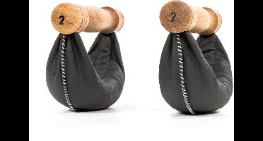 NOHRD Swing Dumbbells Eiken 4kg zwart – Design Hantels met Natuurleer en Eikenhout voor Dynamische Krachttraining