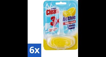 At Home - Clean - Toiletblok - 3in1 Active - Lemon Power - Neutraliseert & Reinigt - 1 Blok - Voordeelverpakking - 6 stuks