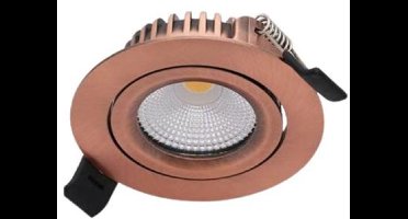 Koper LED inbouwspot - rond 5W - 1 stuk - warm wit 3000K met IP44 waterbestendigheid