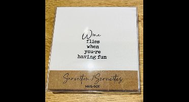 Aperitiefservetten Wine flies when you're having fun. 2 pakjes van 15 stuks